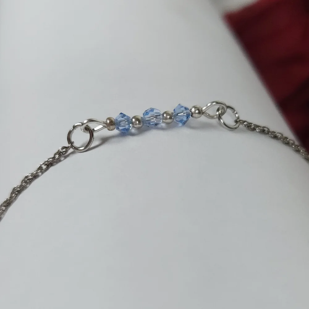 Handmade Dainty Blue Crystal Bar Silver Bracelet Dainty Crystal Chain Bracelet